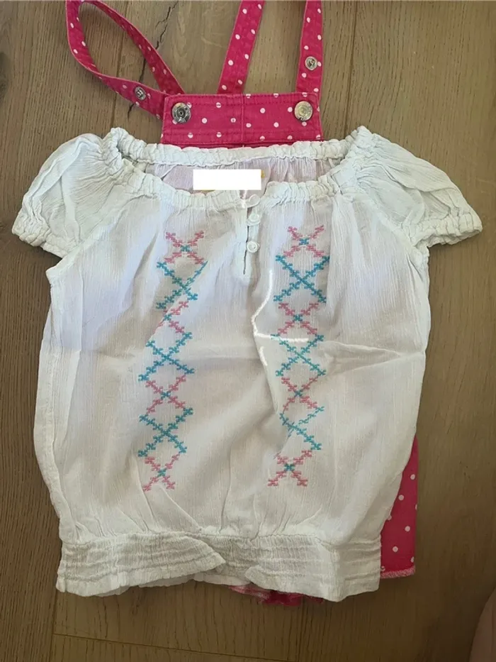 Salopette short rose avec tee shirt taille 3 ans - photo numéro 6