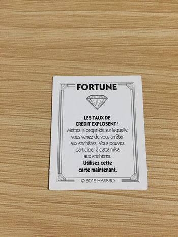 Carte Fortune les taux de crédit explosent pièce détachée jeu de société Monopoly Millionnaire #A45