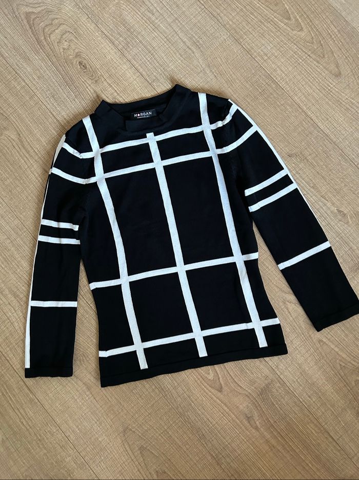 Pull noir et blanc avec manches 3/4 Morgan taille XS jamais porté - photo numéro 7
