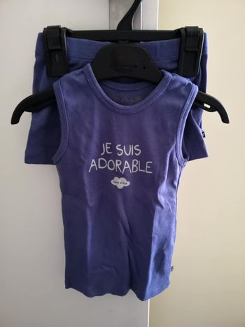 Maillot de corps sans manches "Je suis adorable" + boxer 12 mois (74 cm) Sucre d'Orge