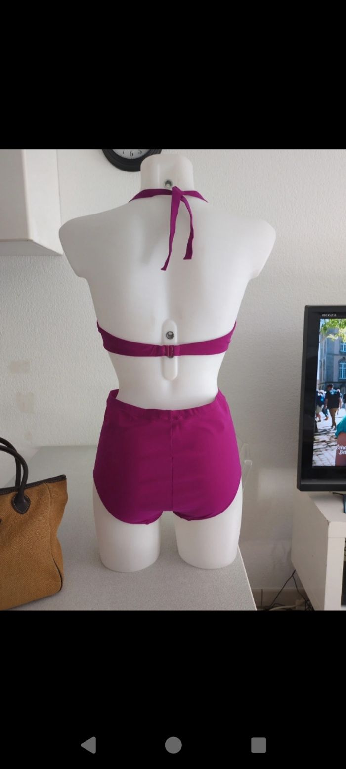 Maillot 2 pièce taille haute fushia Etam 42 C - photo numéro 3
