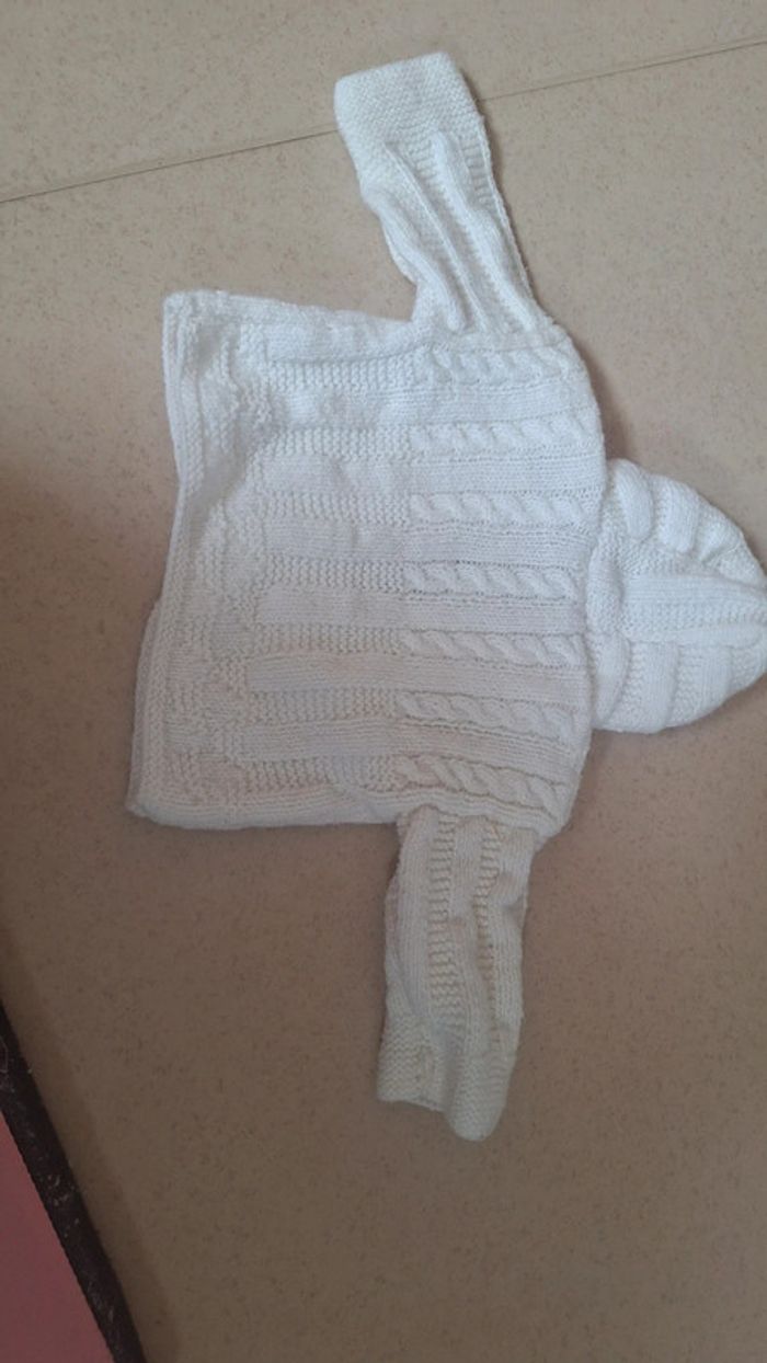 Gilet manteau blanc fait main - photo numéro 2