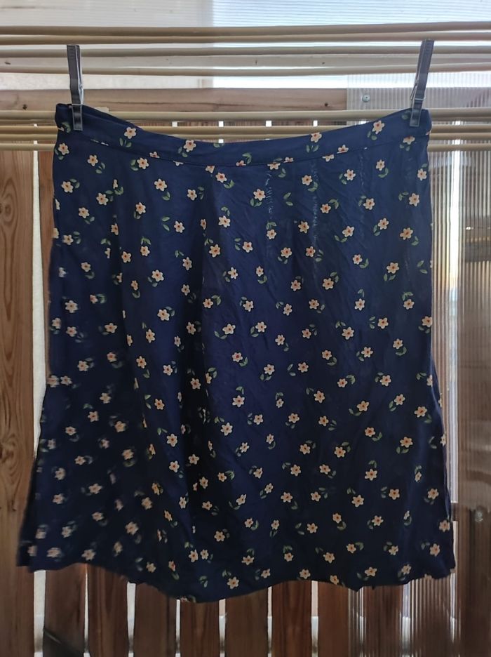 Jupe bleu fleurie vintage