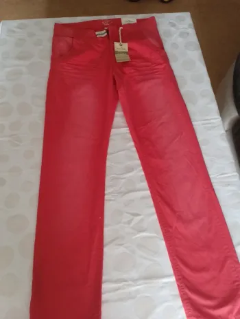 Pantalon jeans femme Tom Taylor taille 40 coupe skinny effet délavé neuf taille réglable