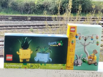 Lego les petites plantes souriantes et le lapin de Pâques et la chasse aux œufs 
