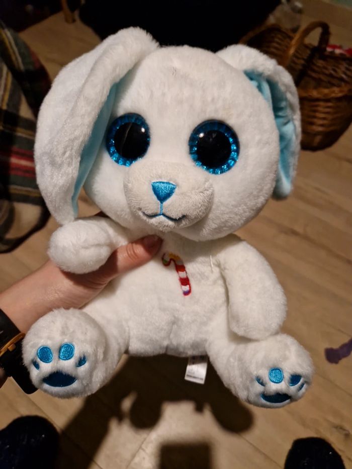 Peluche lapin candy pets gros yeux bleus - photo numéro 2
