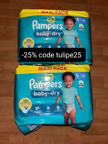 2 cartons couches Pampers baby-dry T5 taille 5