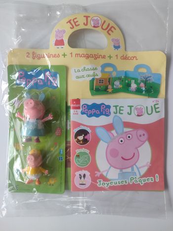 Lot Peppa Pig magazine + 2 figurines + décor
