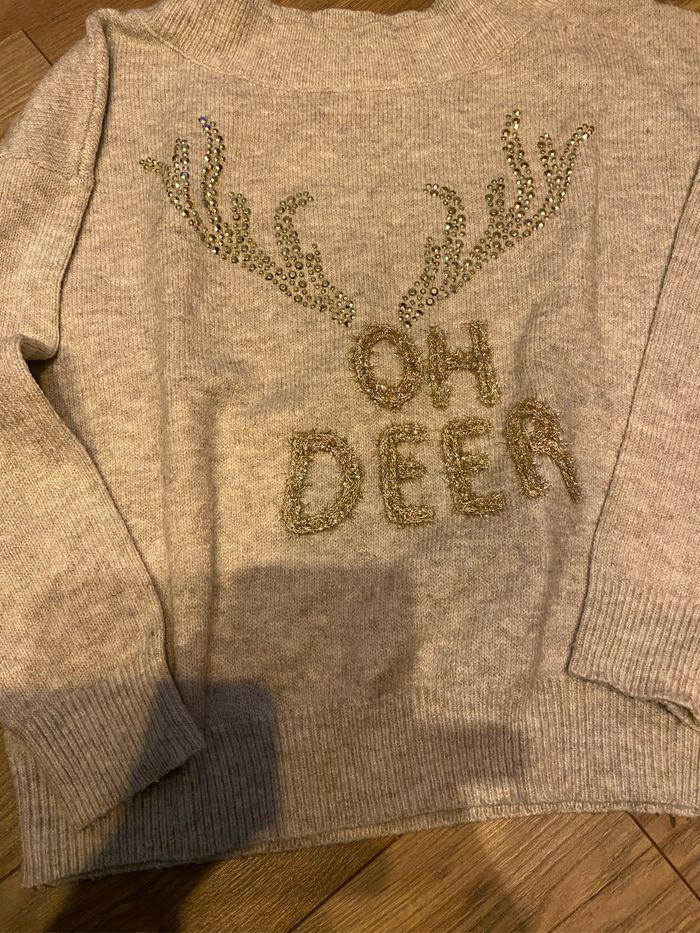 Pull camaieu beige Oh dear, Noël taille S