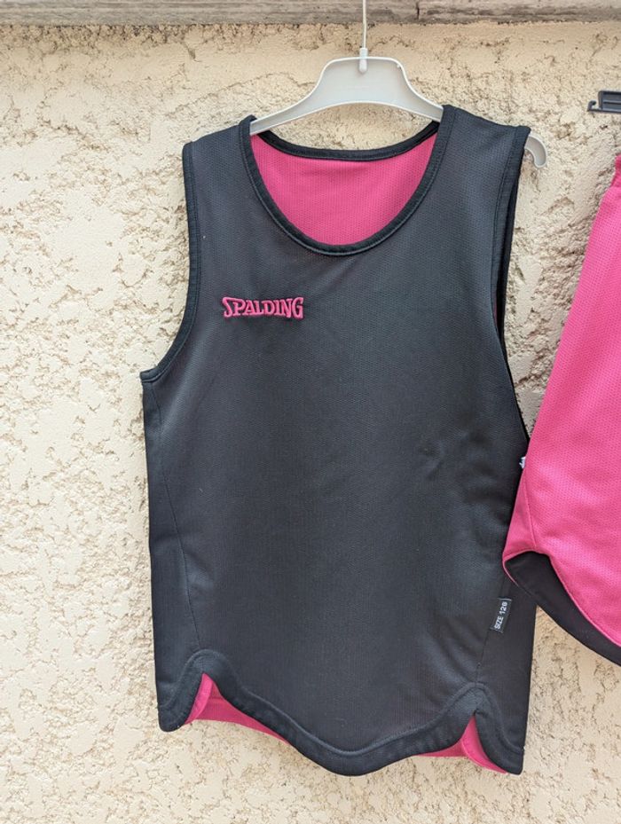 Ensemble de basket Spalding réversible noir rose taille 8-10 ans - photo numéro 4