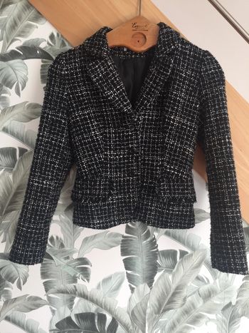 Veste chinée cintrée noir et blanche