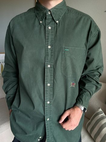 Chemise Tommy Hilfiger  - verte - manches longues - taille L 👔