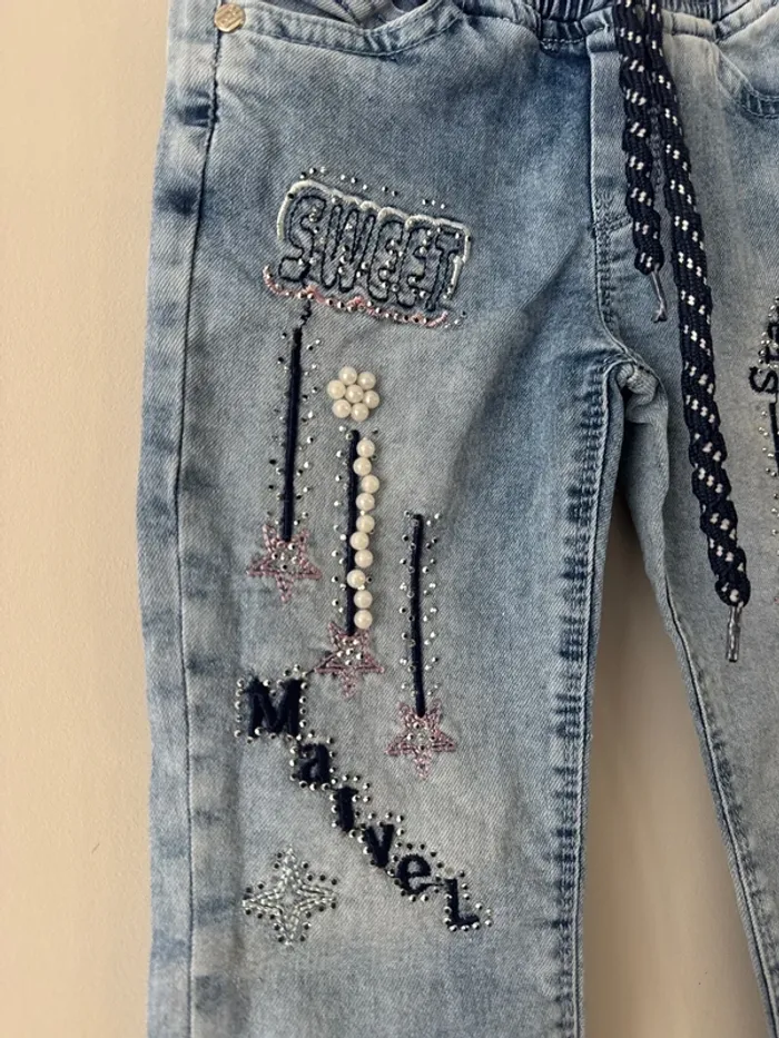 👖 jeans - fille - 4 ans - perle - class - bon état - photo numéro 2