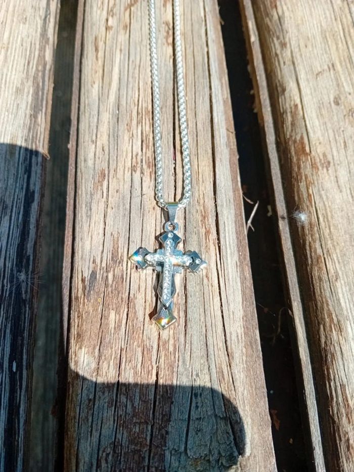 Croix gothique avec chaîne 70 cm - photo numéro 3