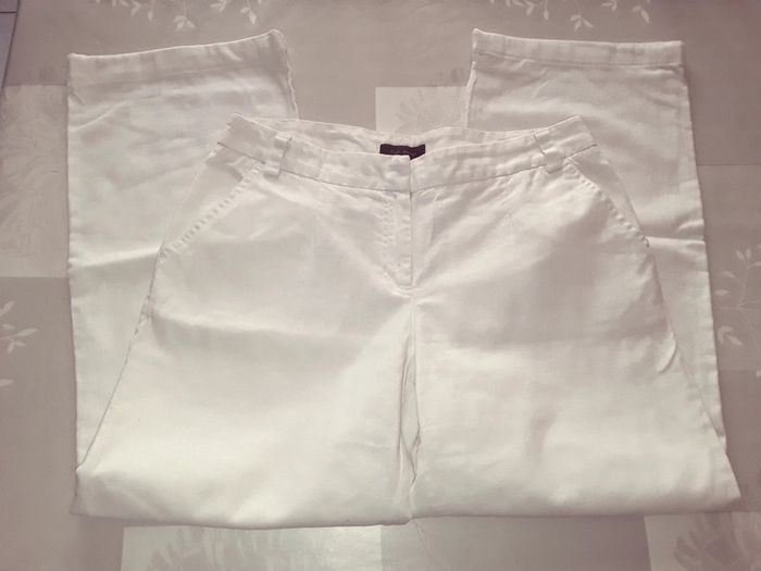 🔮 Pantalon Blanc NEUF en Lin Taille 42 🔮 - photo numéro 2