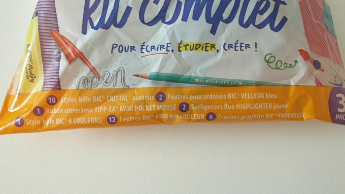 Neuf lot fournitures scolaires Bic stylos feutres crayons stabilos tipp-ex Velleda - photo numéro 3