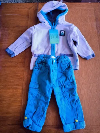 309676 ensemble gilet gris + pantalon bleu garçon 6 mois obaidi