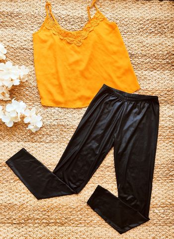 Ensemble femme top débardeur à bretelles et legging taille S