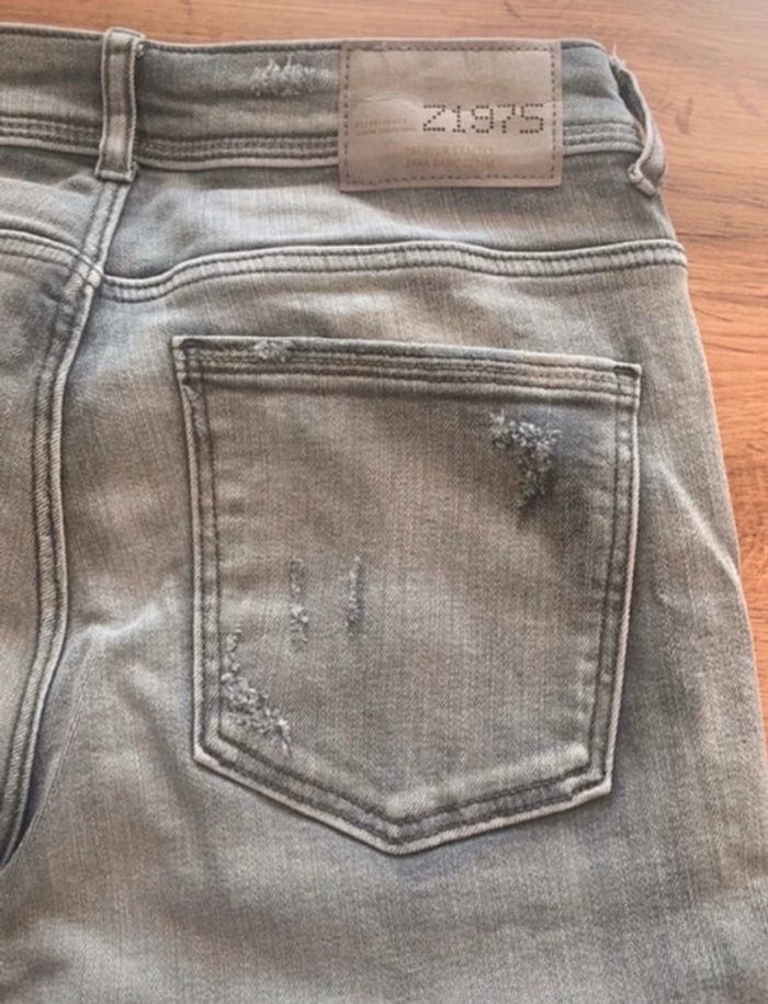 Jeans slim Gris effet usé Zara taille 36 - photo numéro 2