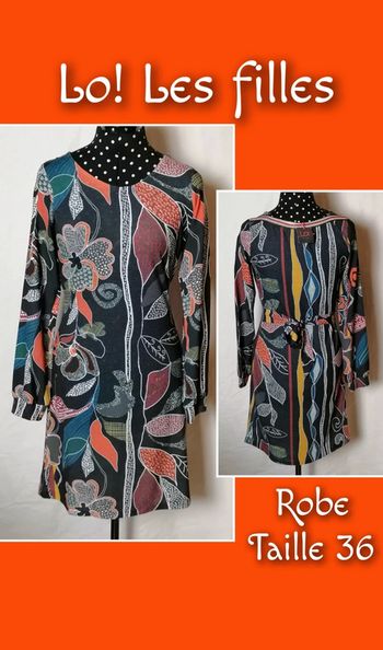 Robe ethniques fleurs noir multicolore taille 36 Lo! Les Filles