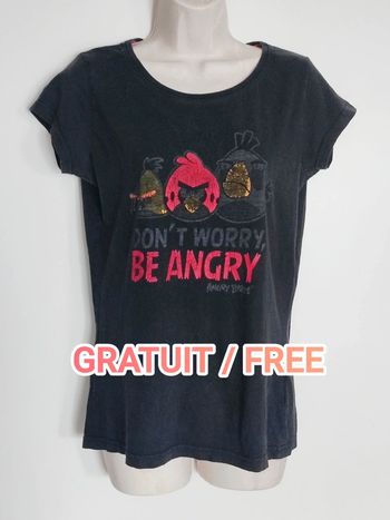 Tee-shirt « Don't worry be angry » noir / Angry Birds - 36/S - Gratuit / Free