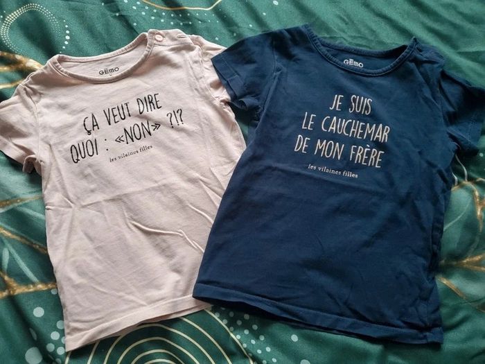 🌴 Lot de 2 tee shirt fille humour 3 ans
