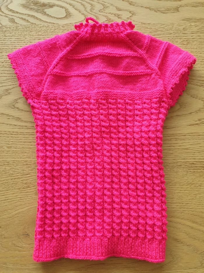 Gilet tricot rose fuchsia - photo numéro 2