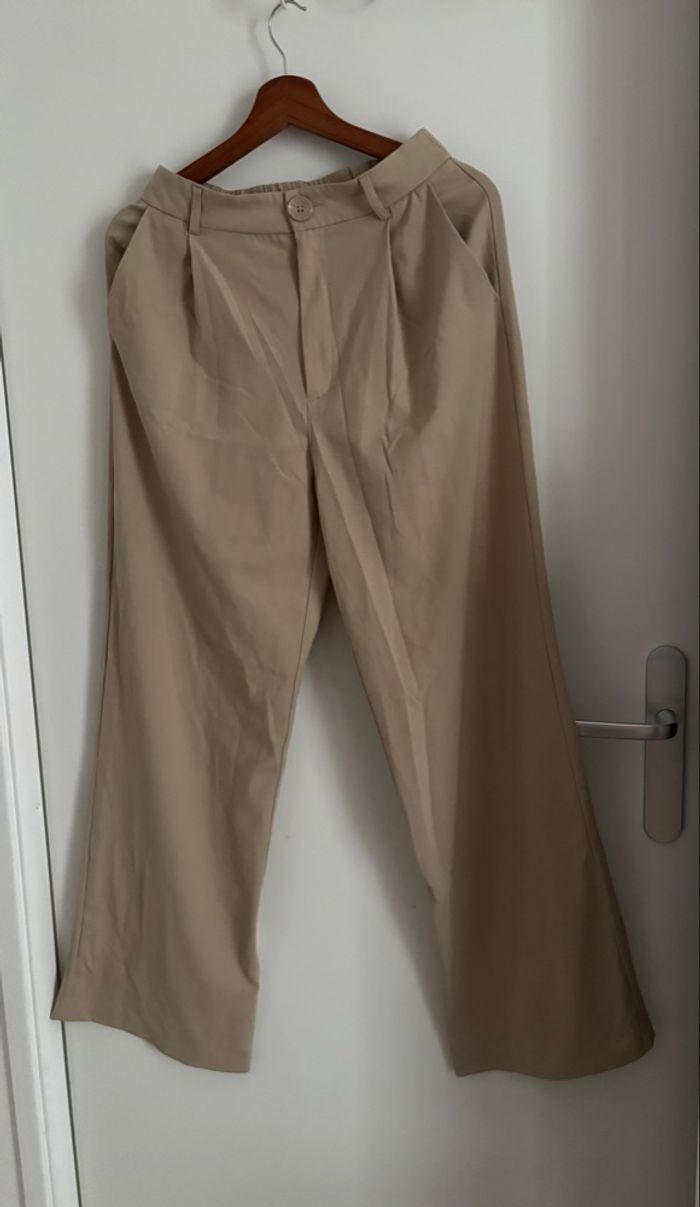 Pantalon à jambes larges beige/marron clair S/M