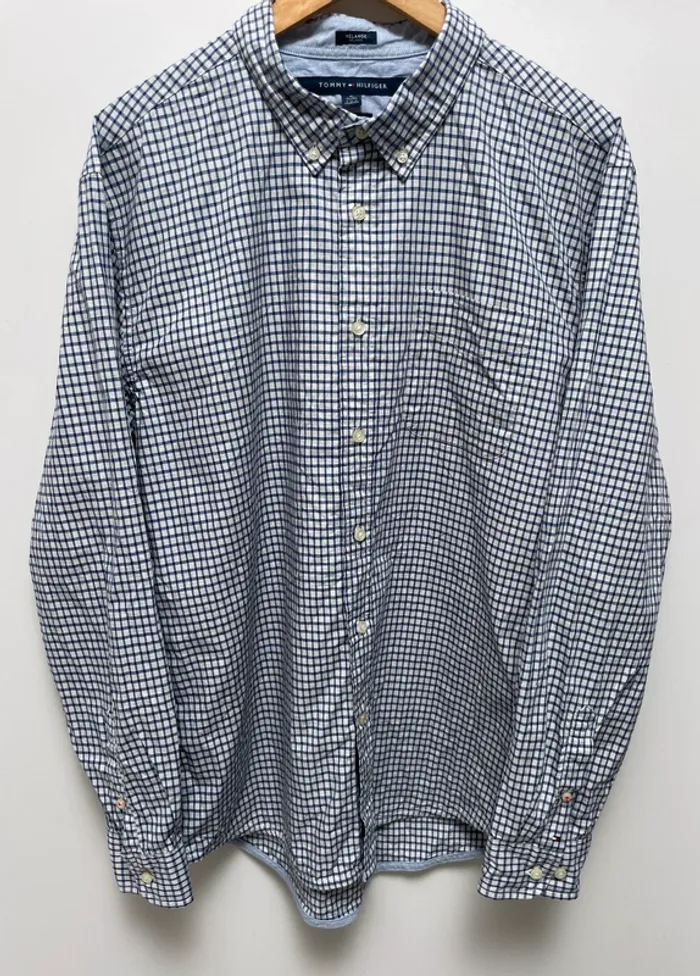 Tommy Hilfiger checkered shirt blue white Mens XL
