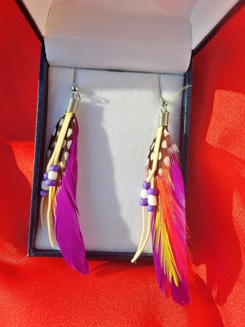 Boucles d'oreilles pendantes plume