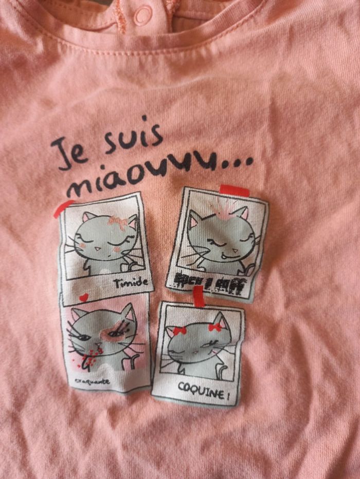 T-shirt "je suis miaou" manches longues 6mois - photo numéro 3