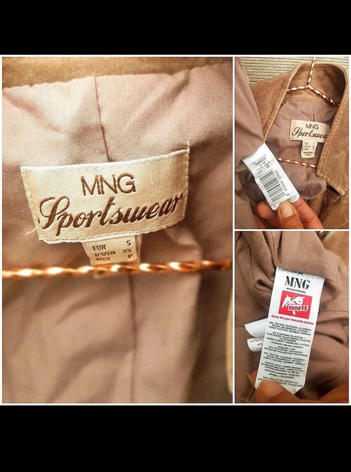 Mango Sportwear veste camel cintrée suédine velours ras doux - photo numéro 2