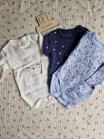 Lot de 3 bodies 1mois