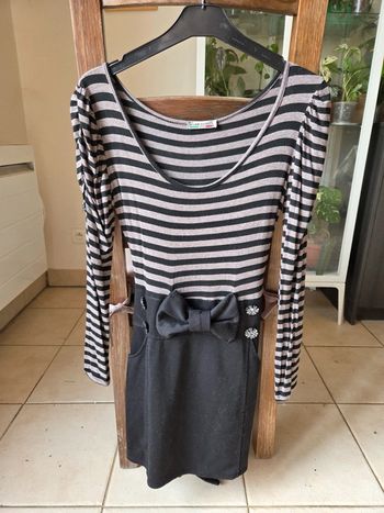 Robe noir rayé gris/marron
