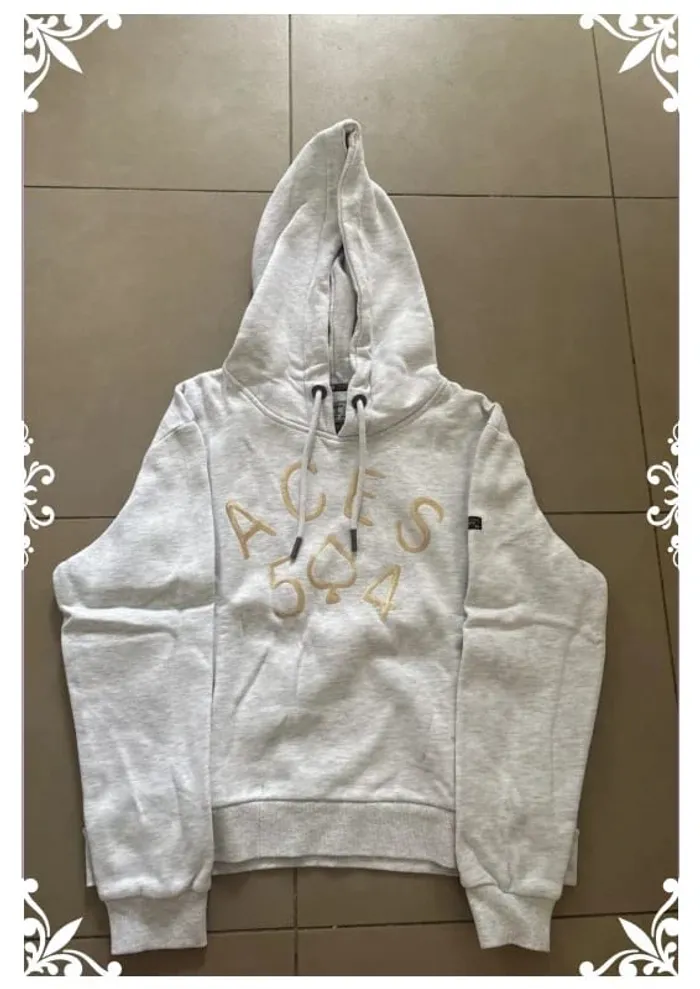 Sweet à capuche taille 44 superdry gris clair - photo numéro 3