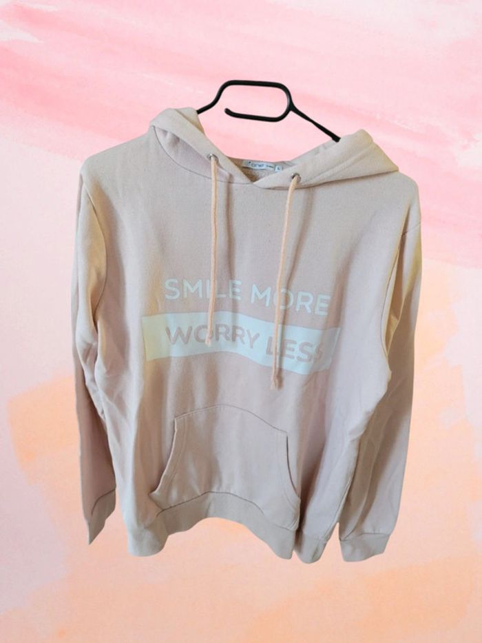 Sweat à capuche femme taille L rose pâle