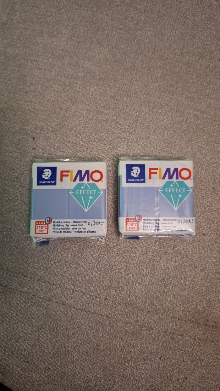 Lot de 2 pâtes fimo effect pierre précieuse bleu agate