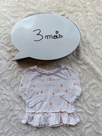 Blouse tunique chemise manches longues Fille 3 mois Poire Move sunshine Eco conception 100% coton
