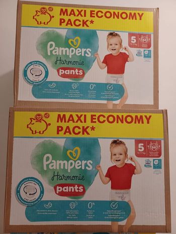 2 cartons couches culottes Pampers harmonie PANTS MaxiEcoPack Taille 5 - carton de 66 couches