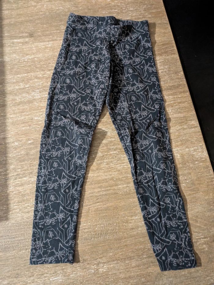 Legging orchestra 5 ans noir et beige dessin motif renard cerf faon
