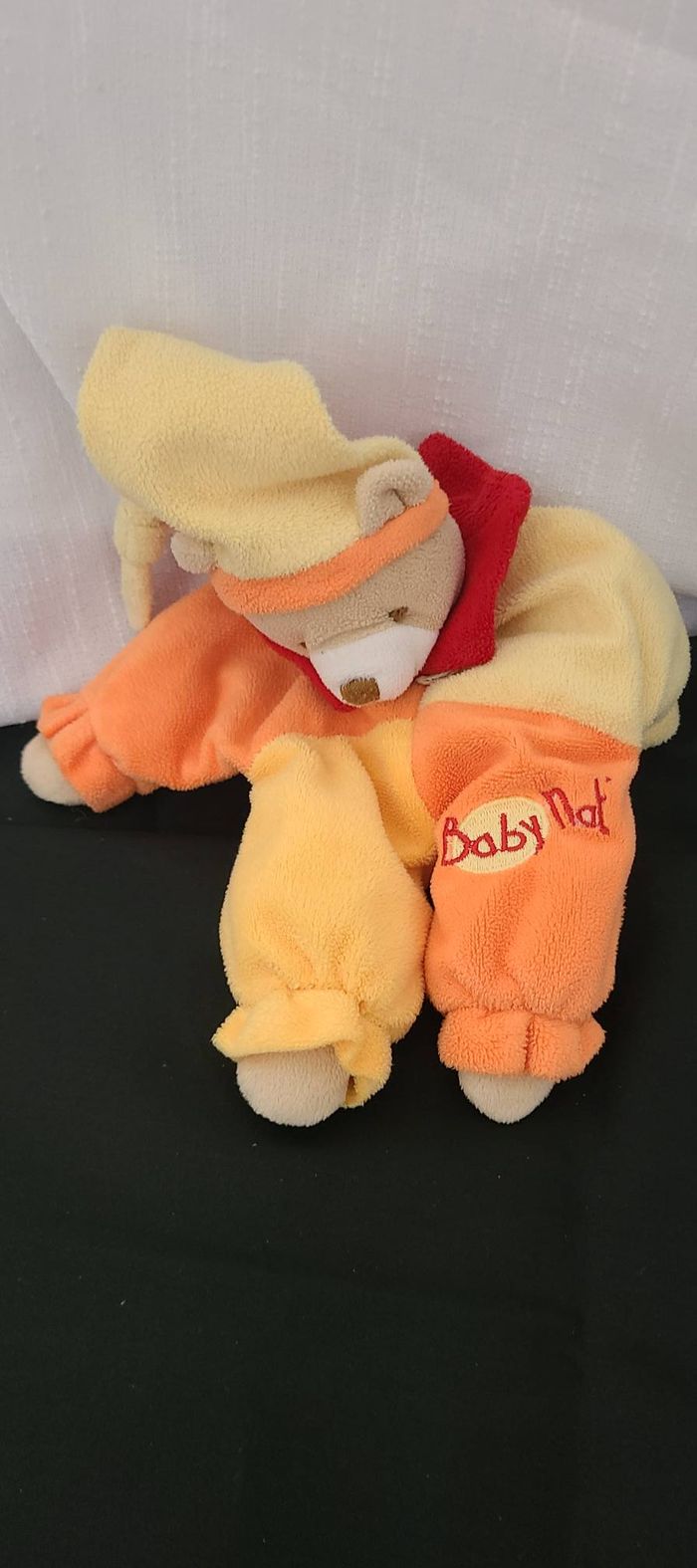 Doudou Ours Babynat Baby Nat' - Bonnet Jaune - photo numéro 4