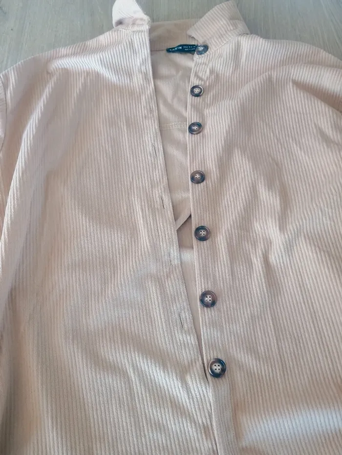 Veste chemise oversize en velours côtelé beige SHEIN – Taille M (38) - photo numéro 4