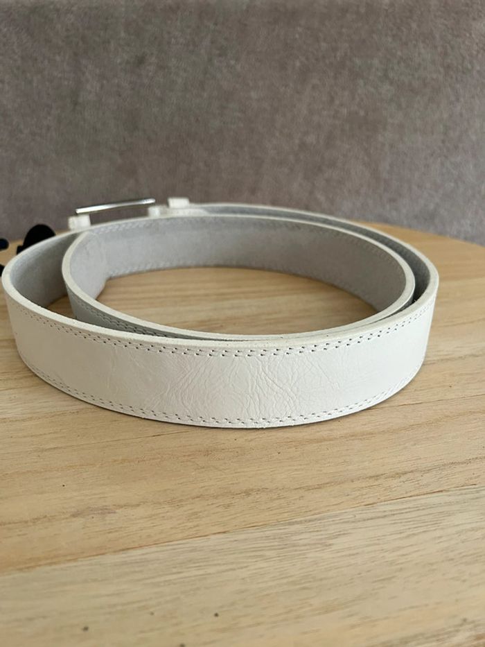 Ceinture en cuir blanc taille 15 cm - photo numéro 2
