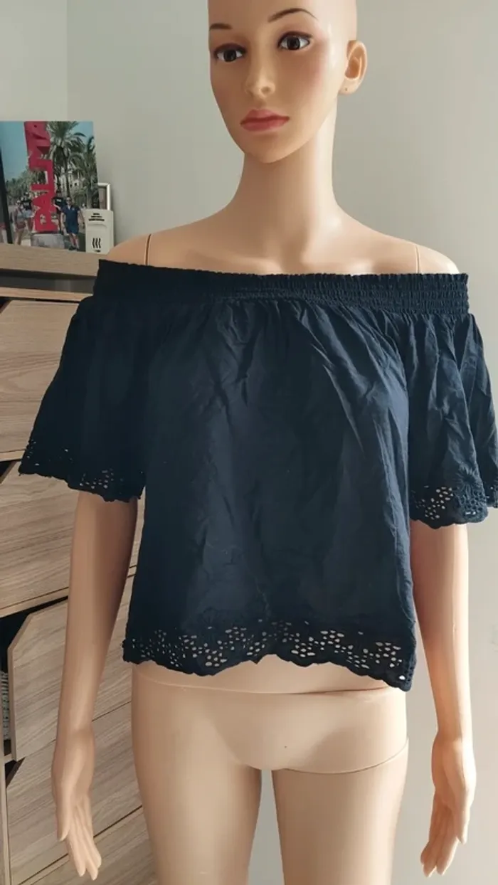Top haut noir femme taille l - photo numéro 2