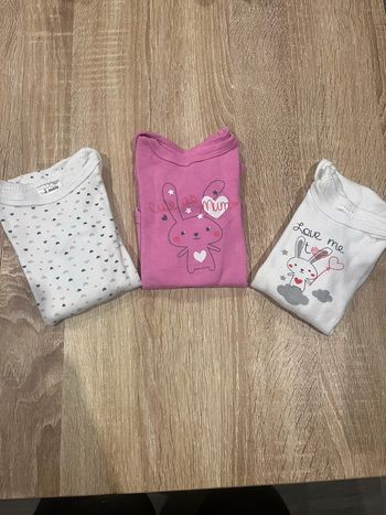 Lot de 3 bodys ML 🐰 rose et blanc bb fille