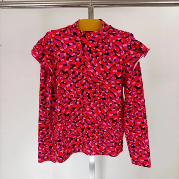 Tshirt à Volants Fille - 9 / 10 ans - NEW - Rose, rouge et bleu marine - Coton elastane A561