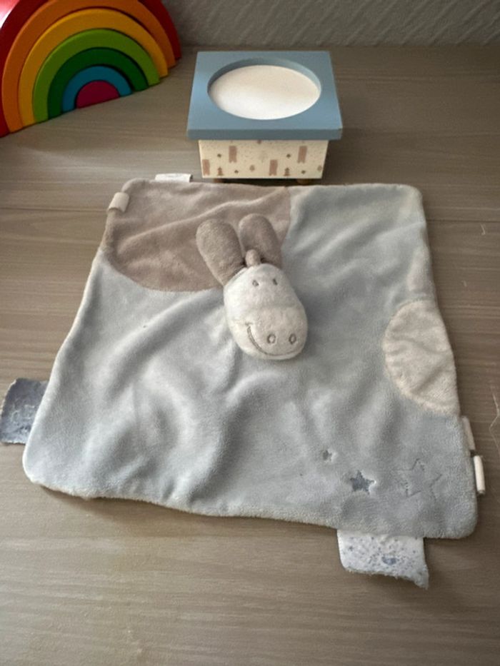 Doudou âne bleu gris étoiles Noukie's