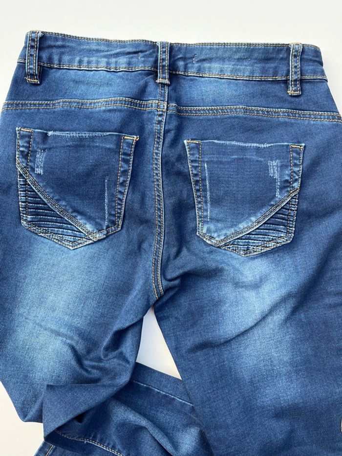 Jean taille basse pattes d’eph bleu nuancé - zips décoratifs - photo numéro 13