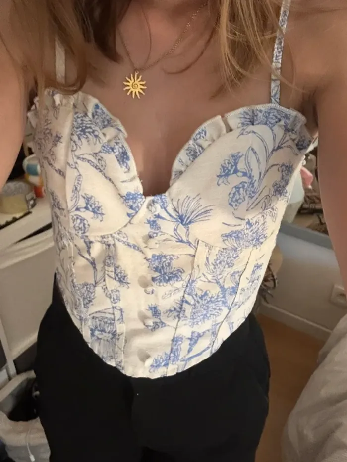 Top blanc et bleu Shein - photo numéro 3
