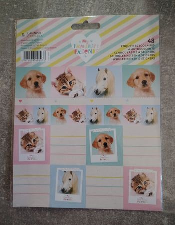 Lot 48 étiquettes scolaires et autocollants animaux my favorite friends lannoo